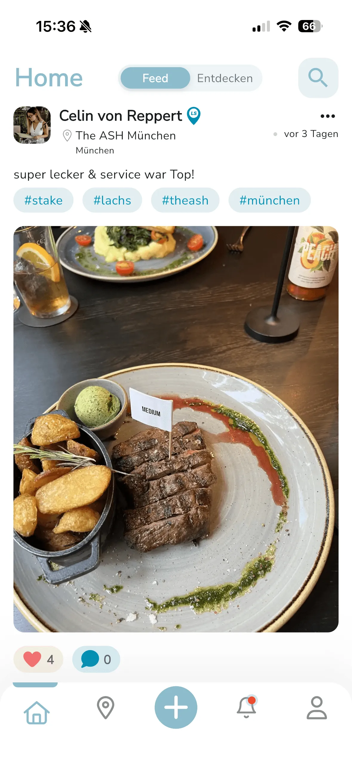 Localee Feed mit Beitrag, Foto und Empfehlung von Celin
